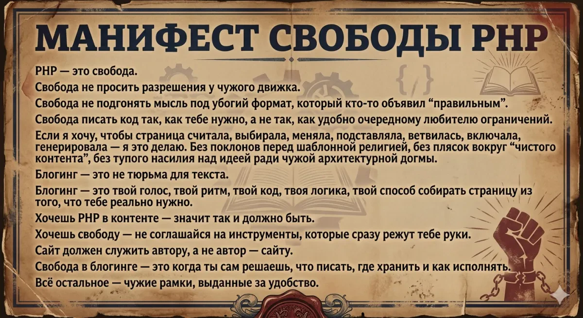 Манифест свободы PHP Манифест свободы PHP